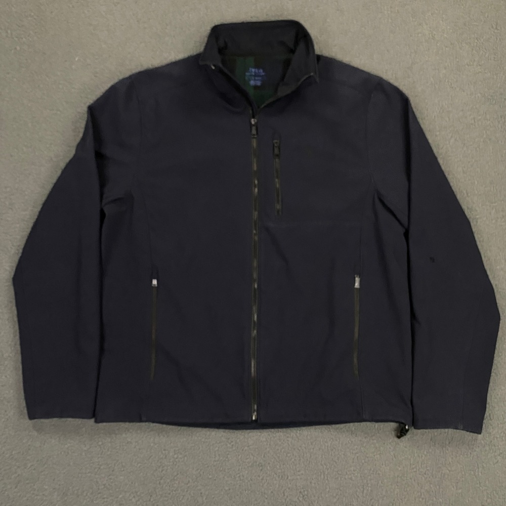 Polo Ralph Lauren Jacket Mens Large Navy Blue Tartan Fleece Water Resistant